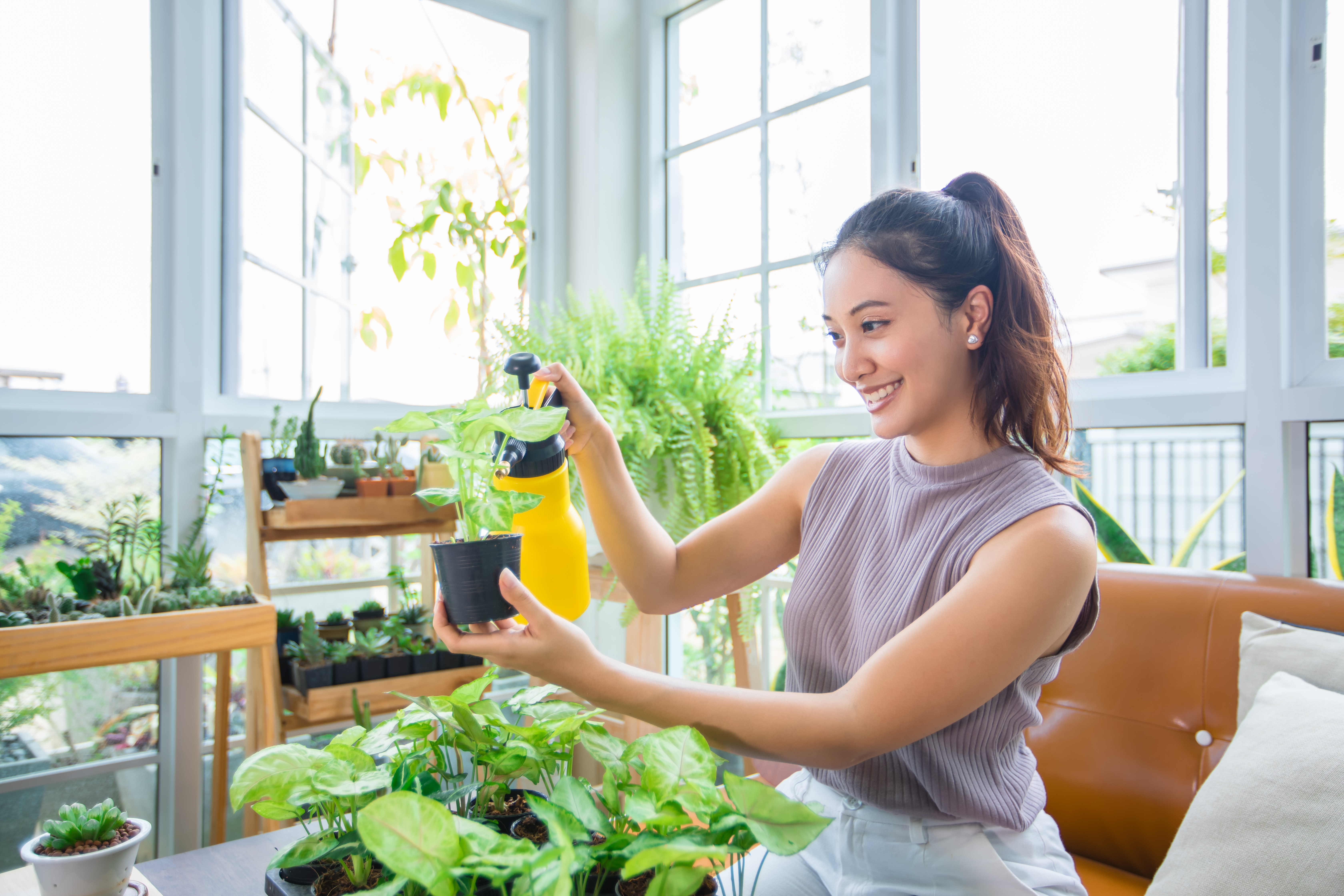 woman spraying